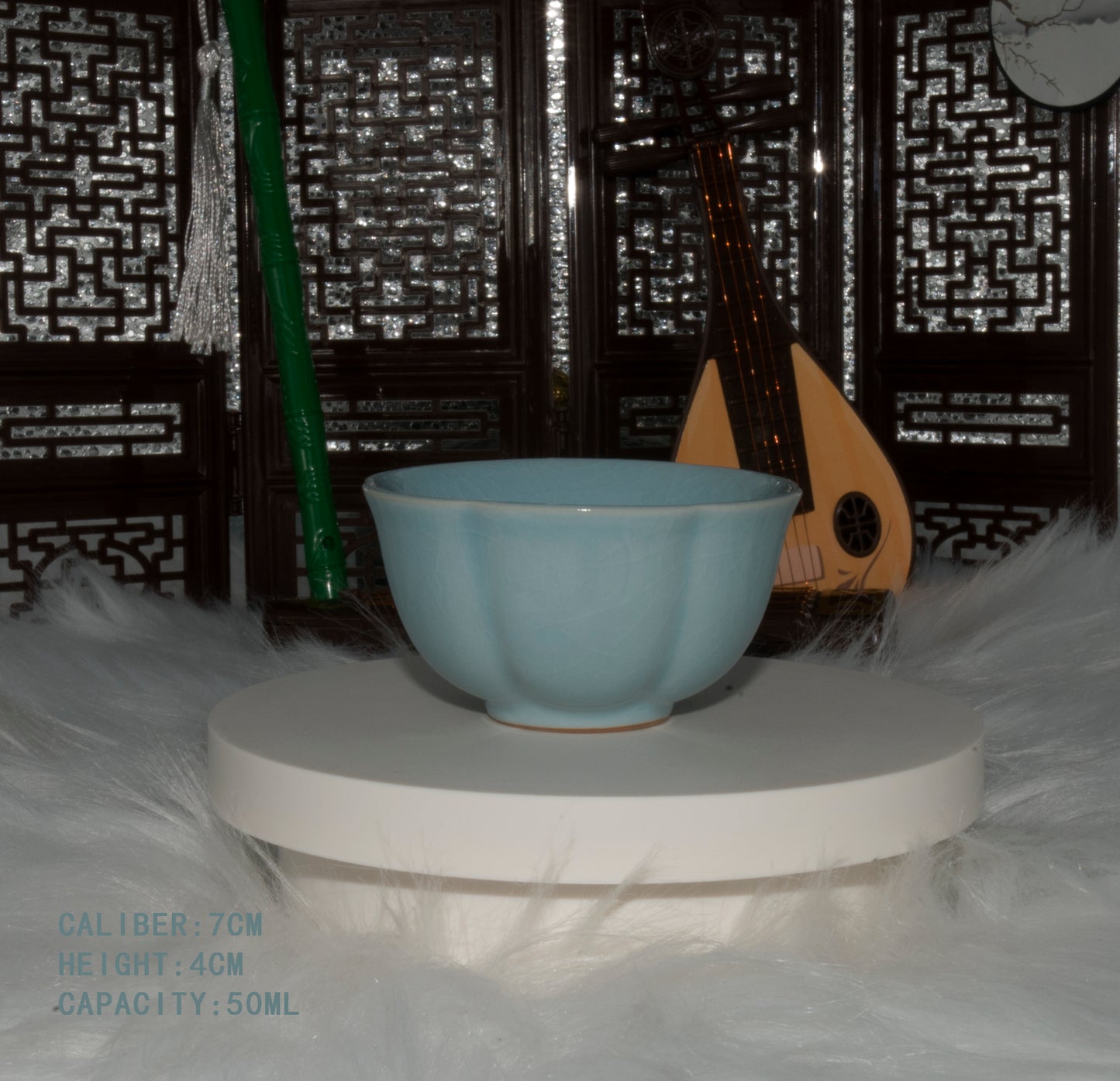 01006 Sky cyan glaze Plum Blossom Cup