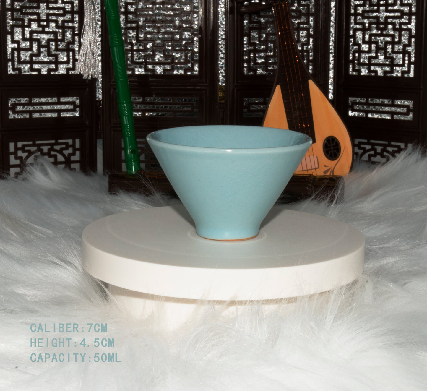 01010 Sky cyan glaze Bamboo hat cup