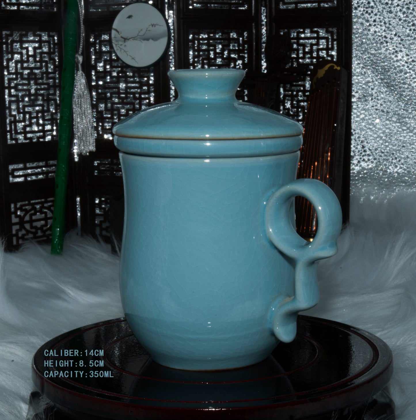 03007 Sky cyan glaze San Cai Cup