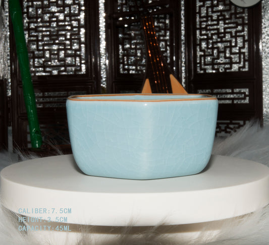 01013 Sky cyan glaze Hexagonal cup