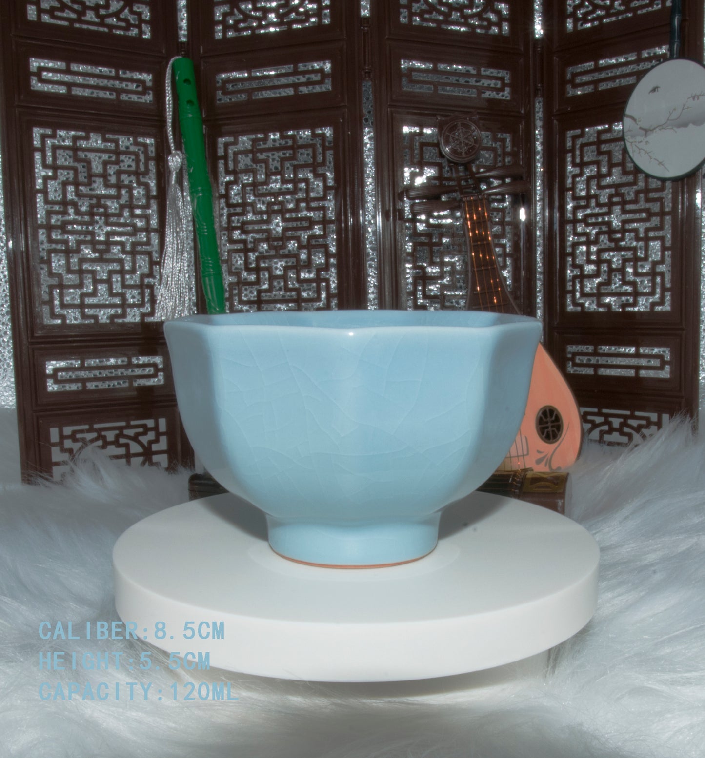 02010 Sky cyan glaze Octagonal Cup