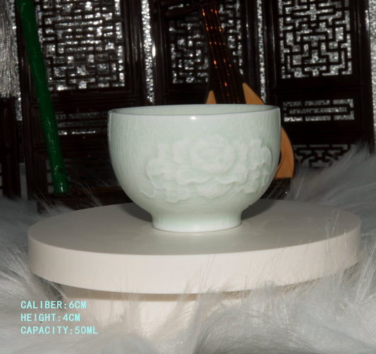 01008 Jade green glaze Peony Cup