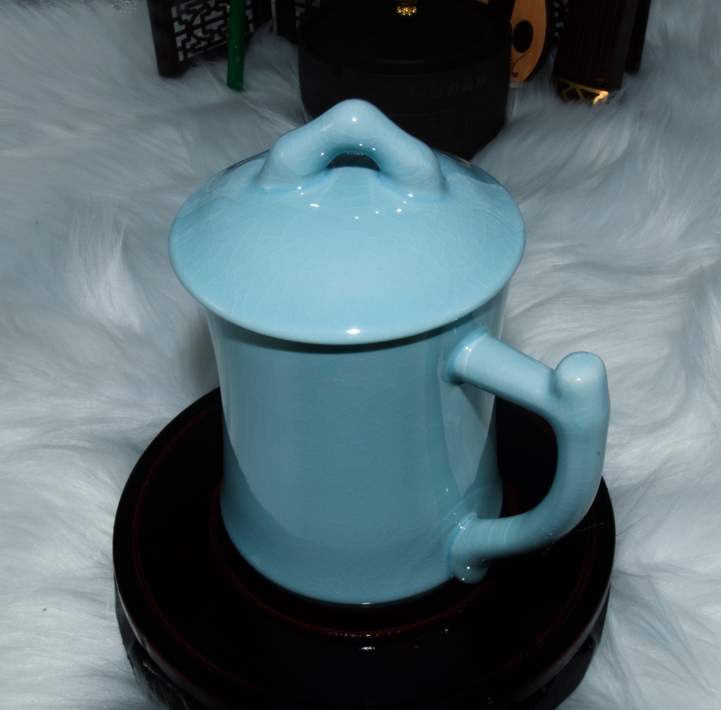 03004 Sky cyan glaze Bamboo joint Cup