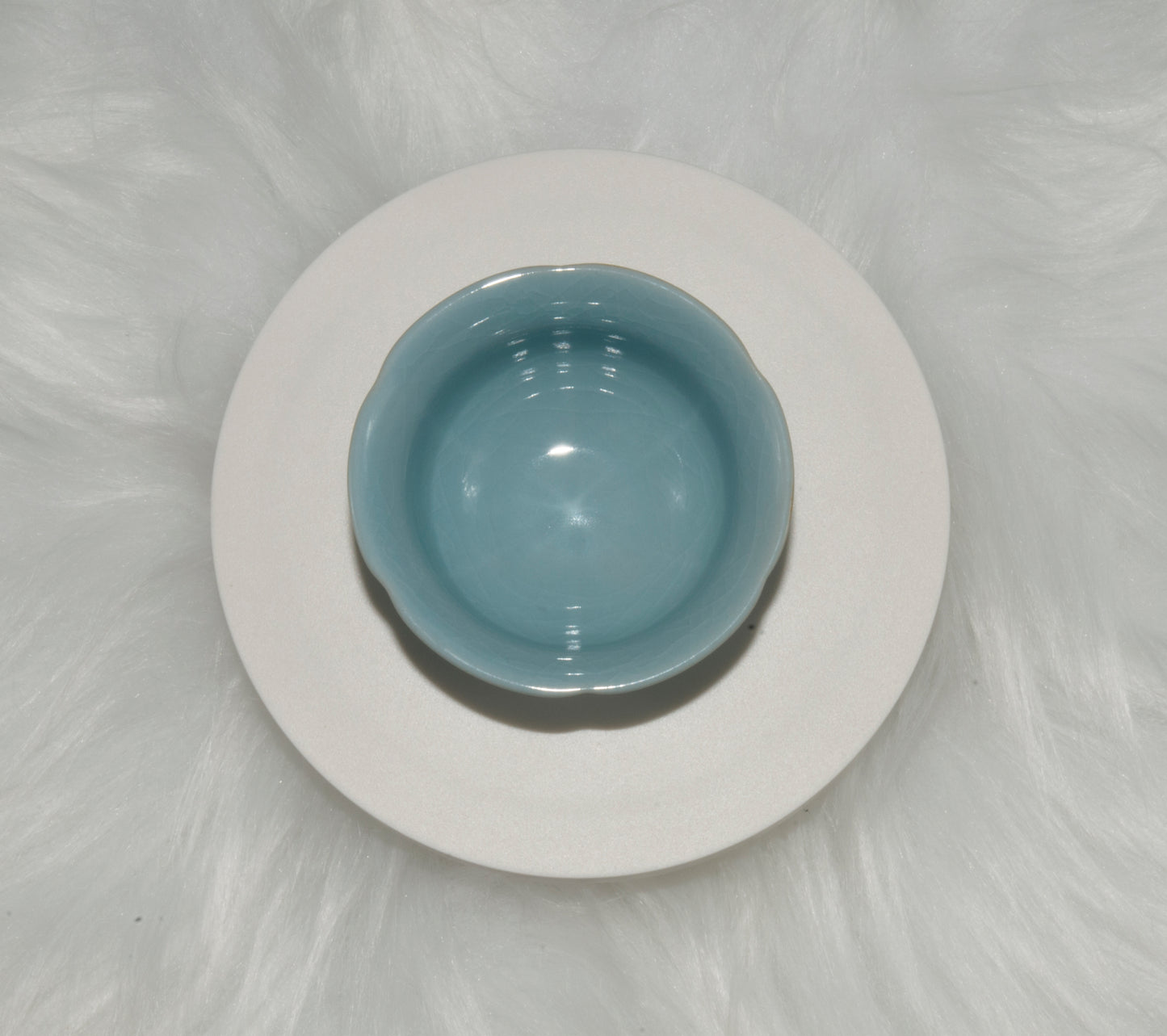 01006 Sky cyan glaze Plum Blossom Cup