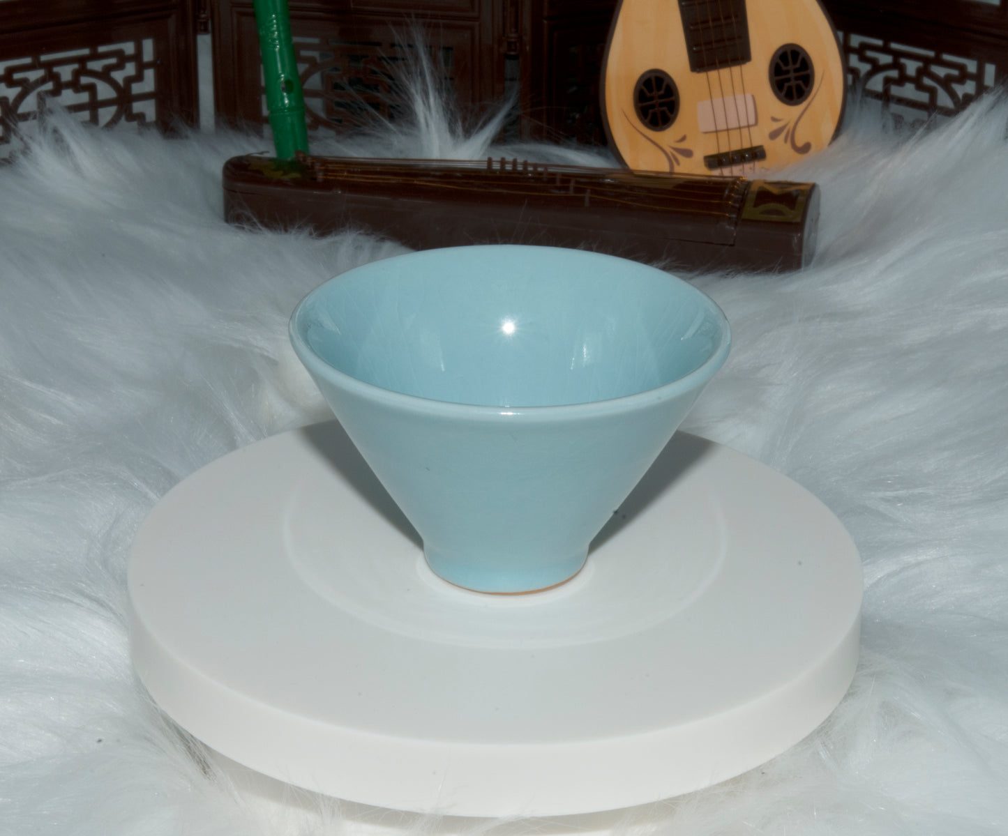 01010 Sky cyan glaze Bamboo hat cup