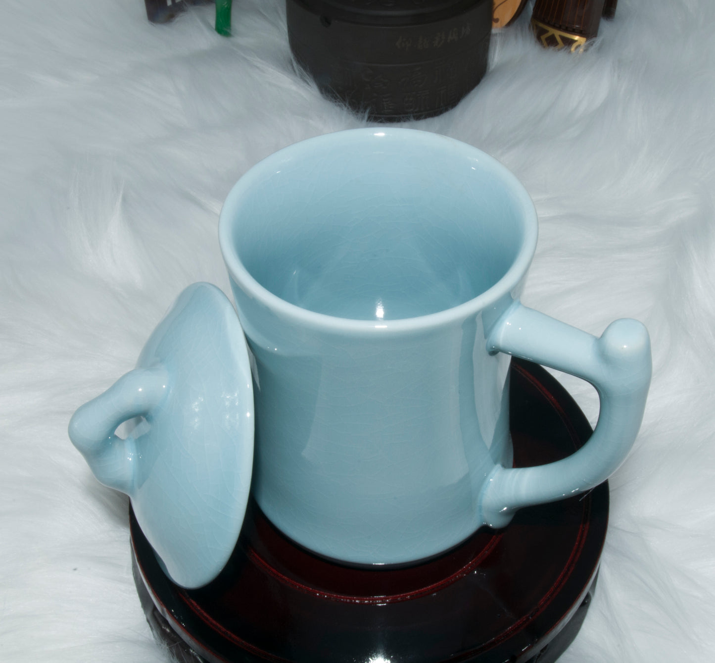 03004 Sky cyan glaze Bamboo joint Cup