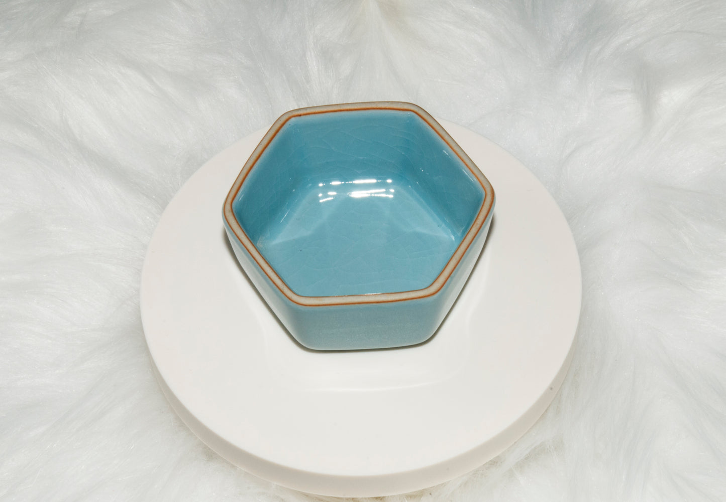 01013 Sky cyan glaze Hexagonal cup