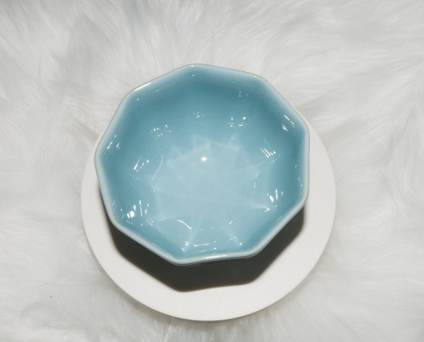 02010 Sky cyan glaze Octagonal Cup