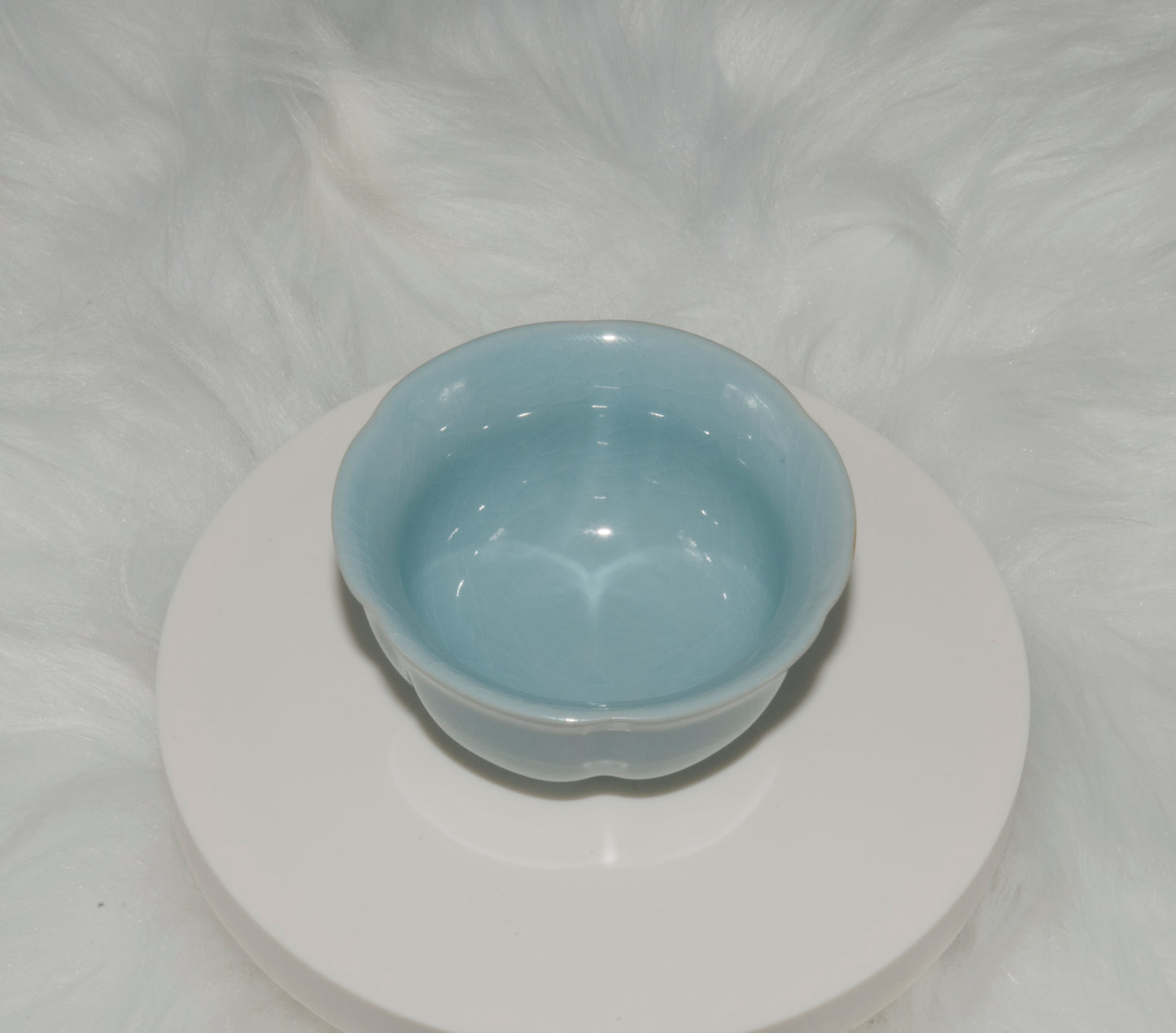 01006 Sky cyan glaze Plum Blossom Cup