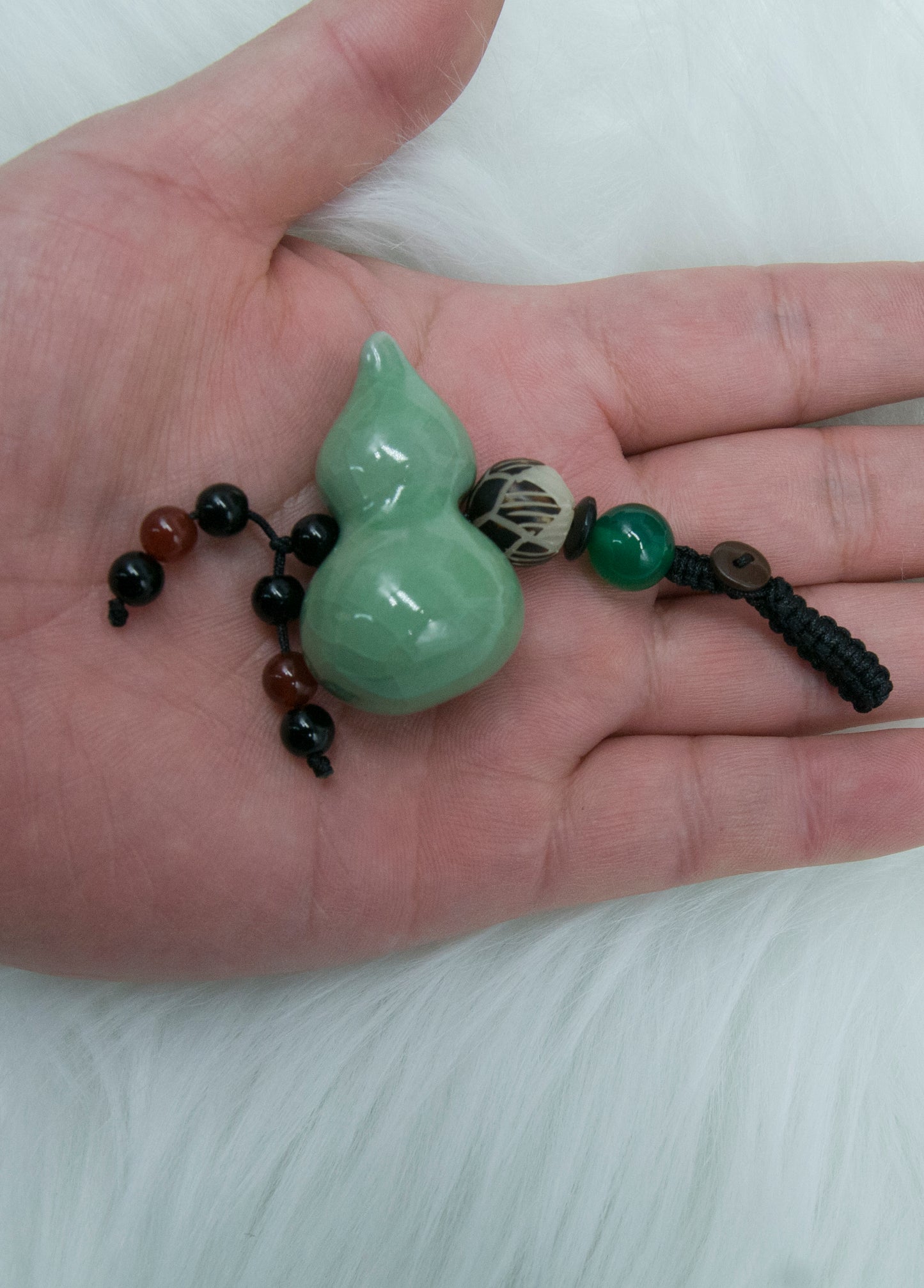 05013 Jade green glaze FU LU backpack charm