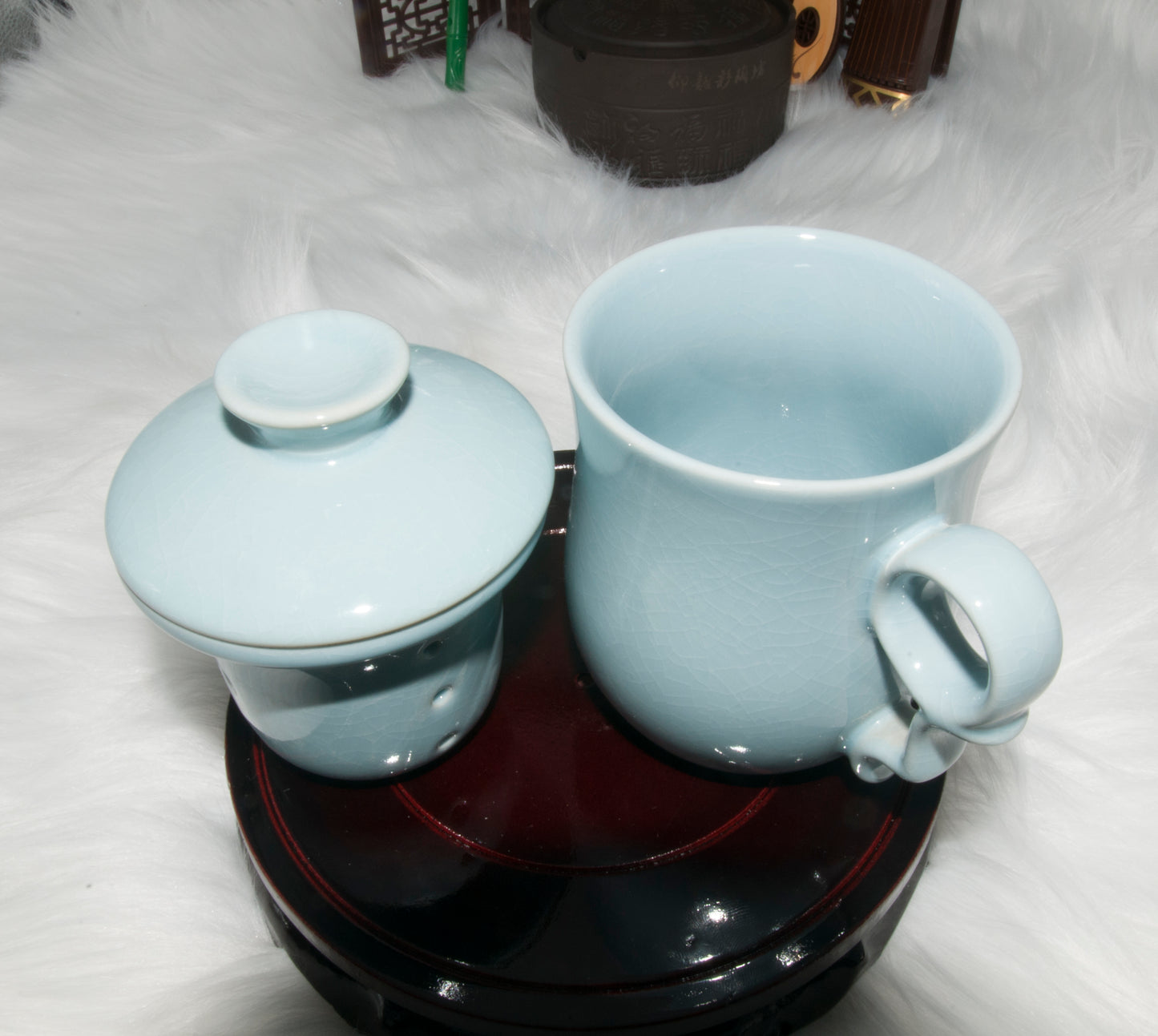 03007 Sky cyan glaze San Cai Cup