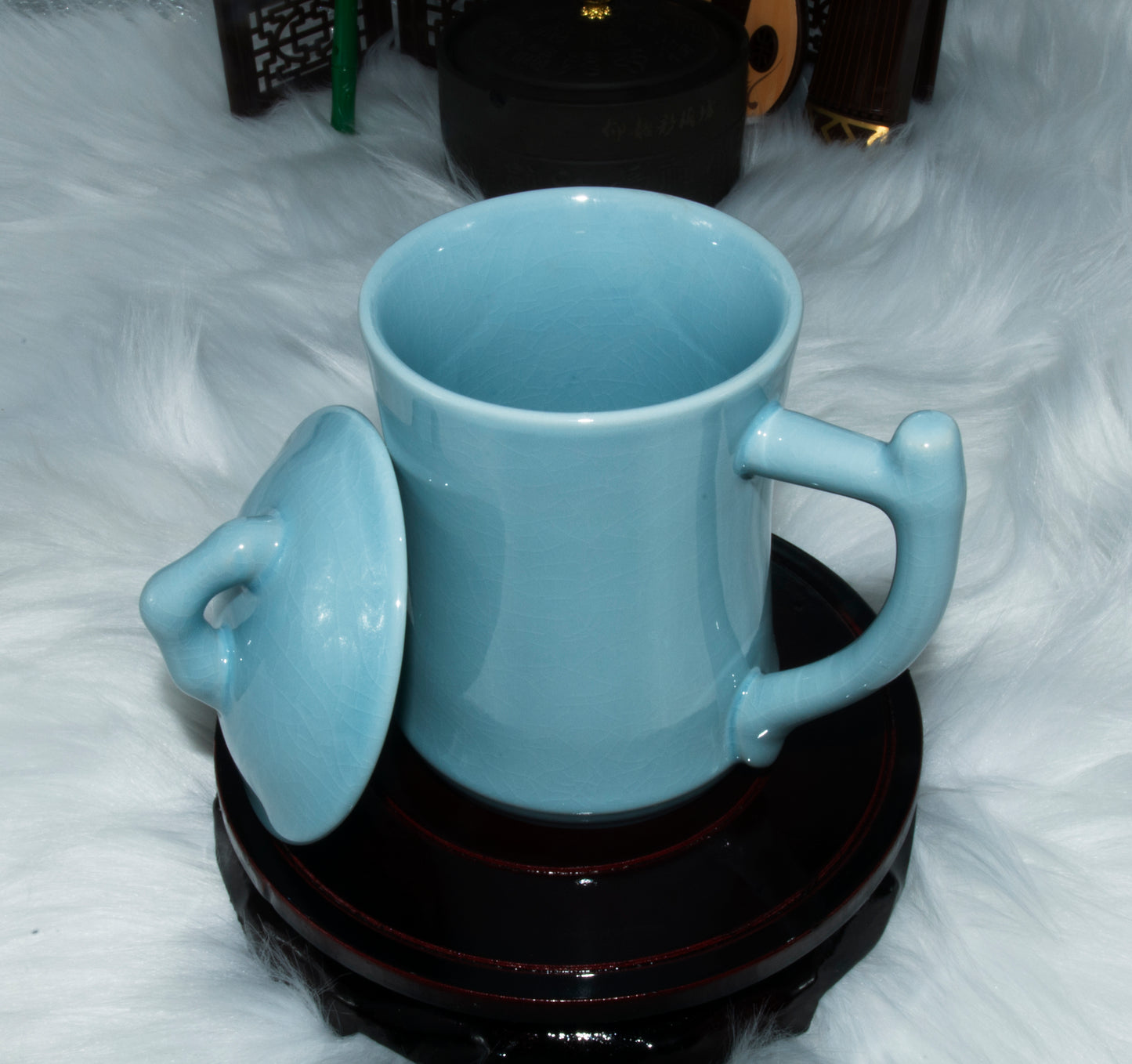 03004 Sky cyan glaze Bamboo joint Cup