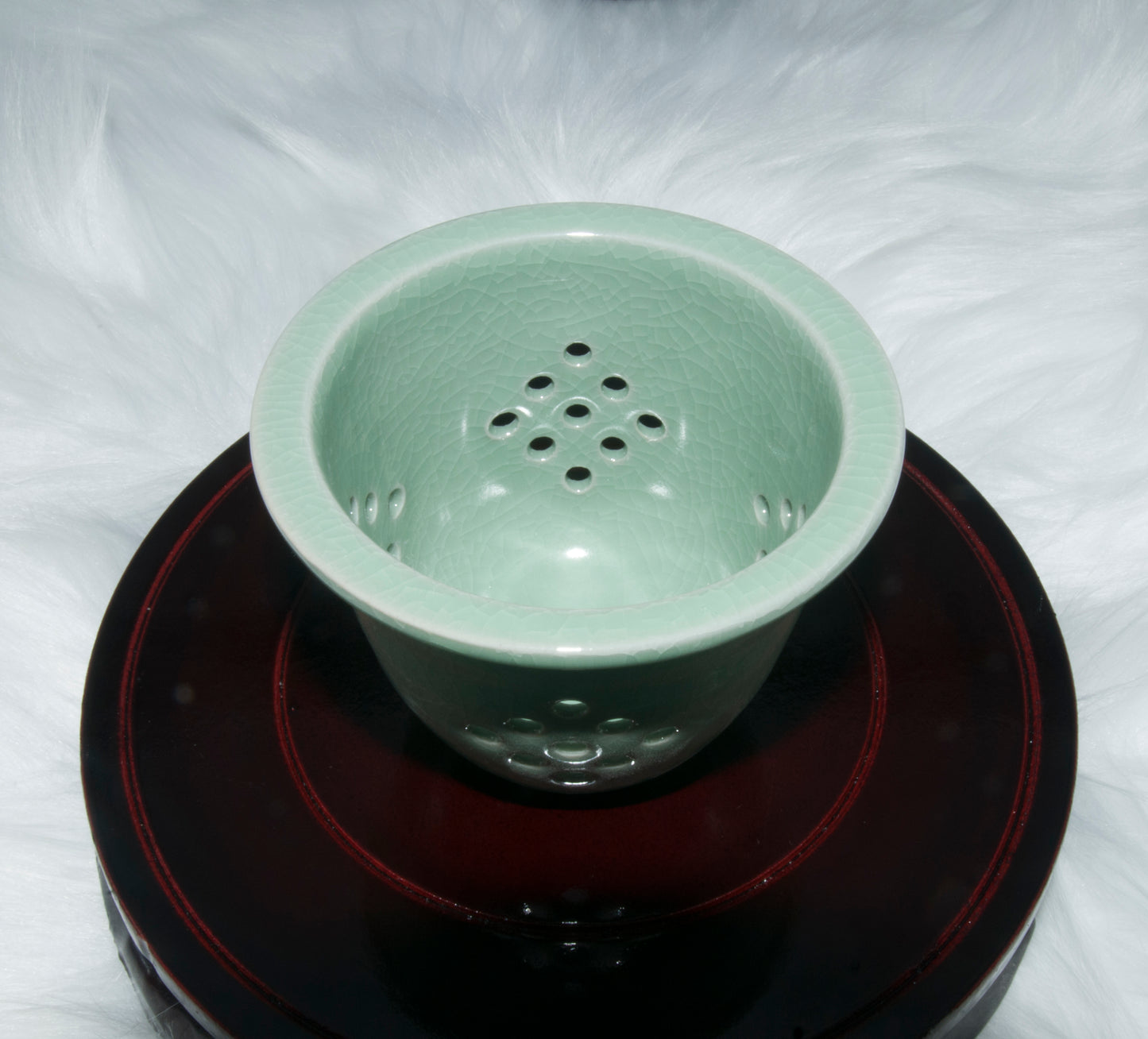 03005 Kingfisher blue glaze Flat cover San Cai Cup