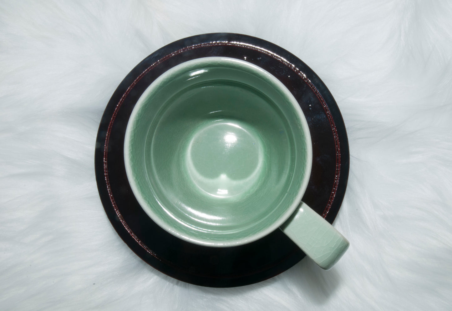 03005 Kingfisher blue glaze Flat cover San Cai Cup