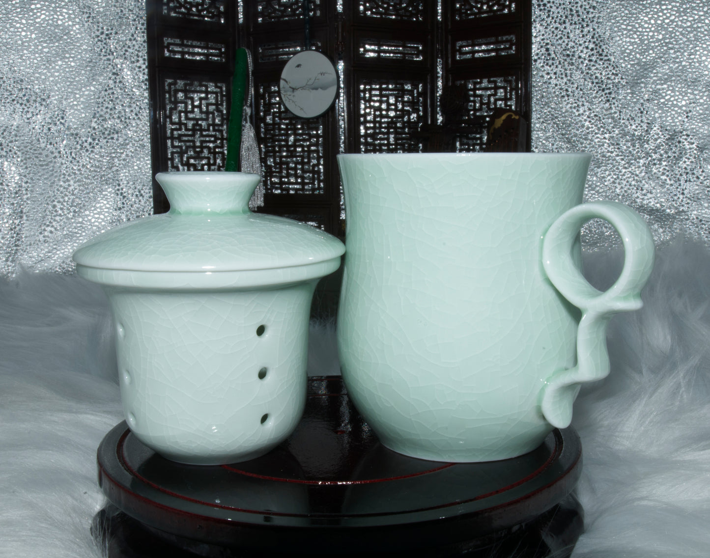 03006 Jade green glaze San Cai Cup