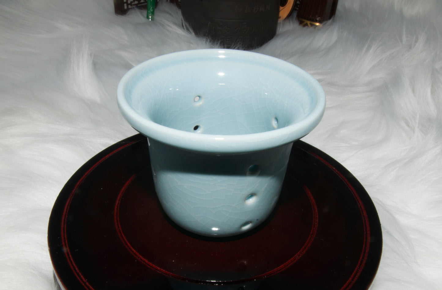 03007 Sky cyan glaze San Cai Cup